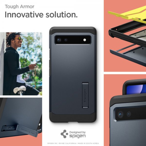 Spigen Google Pixel 6a Suojakuori Tough Armor Metal Slate
