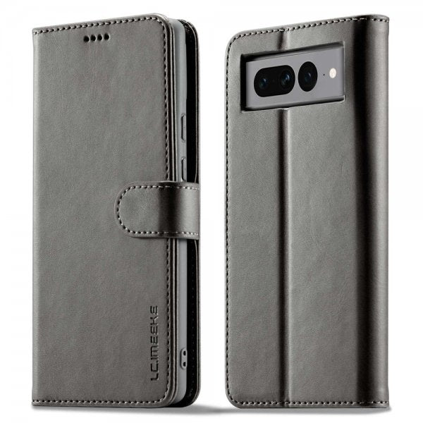 Lc.Imeeke Google Pixel 7 Pro Kotelo korttipaikalla ja jalustatoiminnolla, harmaa
