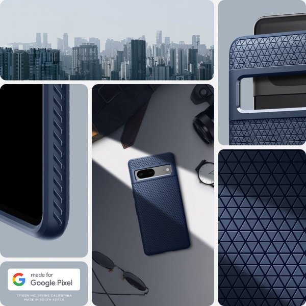 Spigen Google Pixel 7 -suojakuori, Liquid Air, tummansininen
