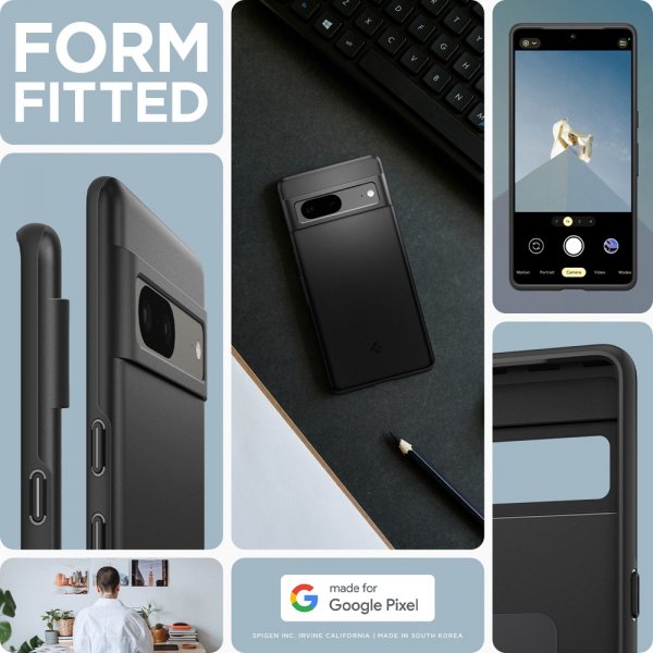 Spigen Google Pixel 7 Thin Fit -suojakuori, musta