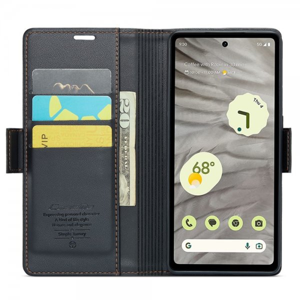CaseMe Google Pixel 7a Kotelo 023 Series Musta