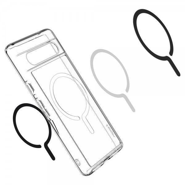 Spigen Google Pixel 7a -suojakuori Ultra Hybrid OneTap Metal Ring MagFit, musta