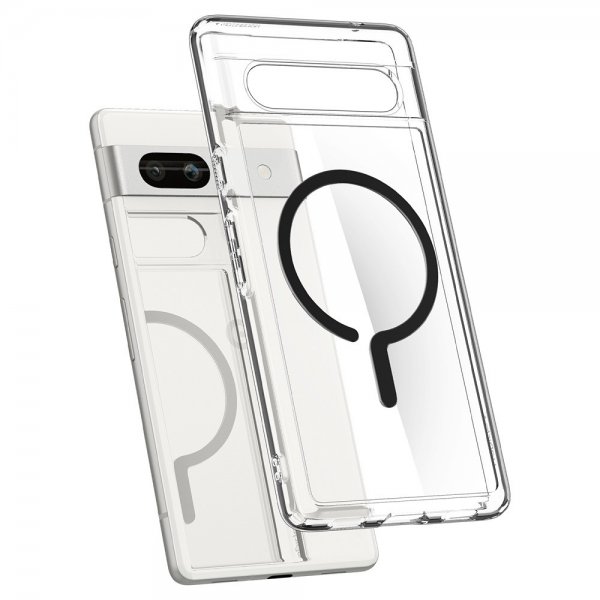Spigen Google Pixel 7a -suojakuori Ultra Hybrid OneTap Metal Ring MagFit, musta