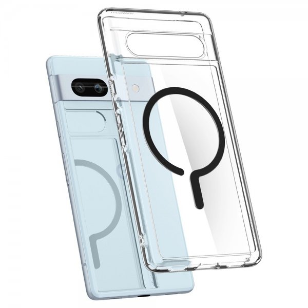 Spigen Google Pixel 7a -suojakuori Ultra Hybrid OneTap Metal Ring MagFit, musta