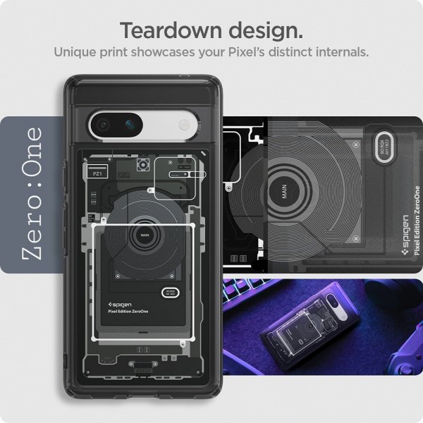 Spigen Google Pixel 7a Ultra Hybrid Zero One -suojakuori, musta