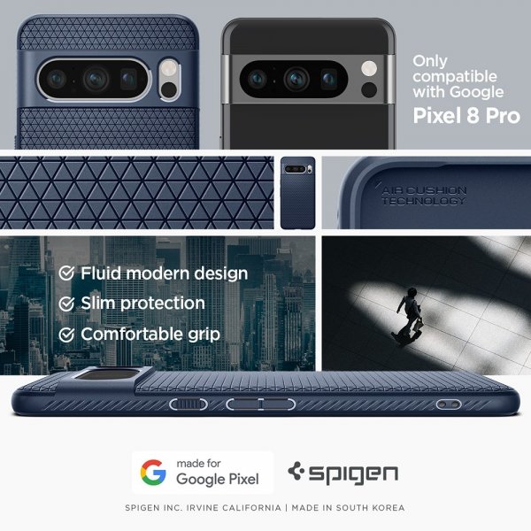 Spigen Google Pixel 8 Pro -suojakuori, Liquid Air, tummansininen