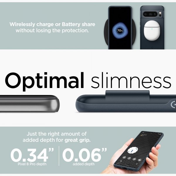 Spigen Google Pixel 8 Pro -kuori Thin Fit, Metal Slate
