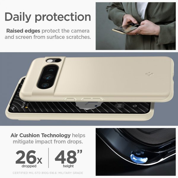 Spigen Google Pixel 8 Pro Thin Fit -suojakuori, Mute Beige