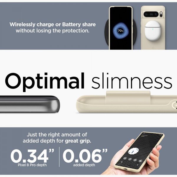 Spigen Google Pixel 8 Pro Thin Fit -suojakuori, Mute Beige