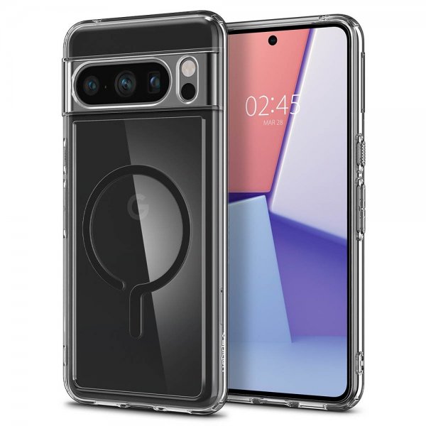 Spigen Google Pixel 8 Pro -kuori Ultra Hybrid OneTap Ring MagFit, musta