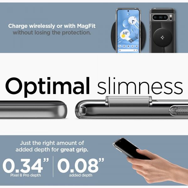 Spigen Google Pixel 8 Pro -kuori Ultra Hybrid OneTap Ring MagFit, musta