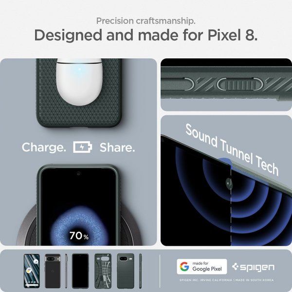 Spigen Google Pixel 8 -kuori Liquid Air Abyss Green