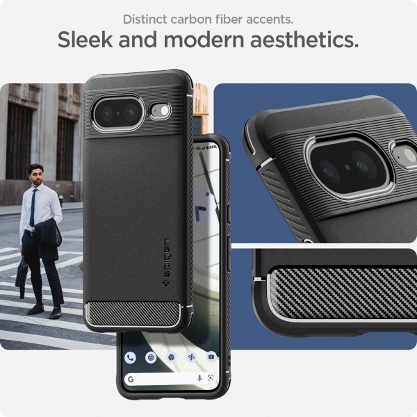 Spigen Google Pixel 8 -kuori Rugged Armor Matte Black
