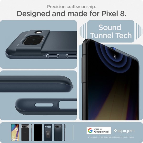 Spigen Google Pixel 8 -suojakuori Thin Fit Metal Slate