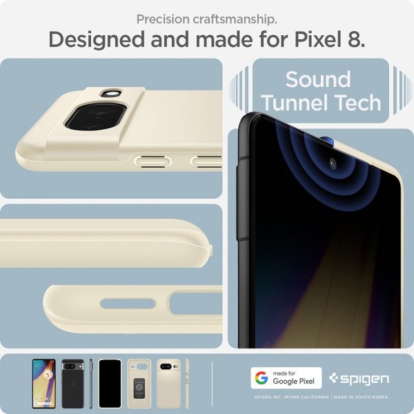 Spigen Google Pixel 8 Thin Fit -kuori, mykkä beige
