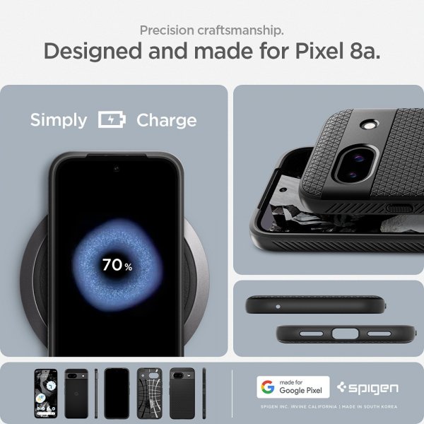 Spigen Google Pixel 8a Suojakuori Liquid Air Mattamusta