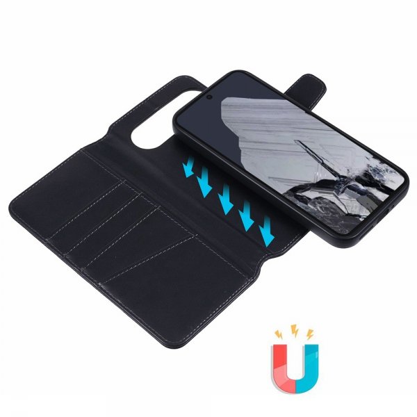 Nordic Covers Google Pixel 9/Pixel 9 Pro MagLeather-kotelo, Raven Black