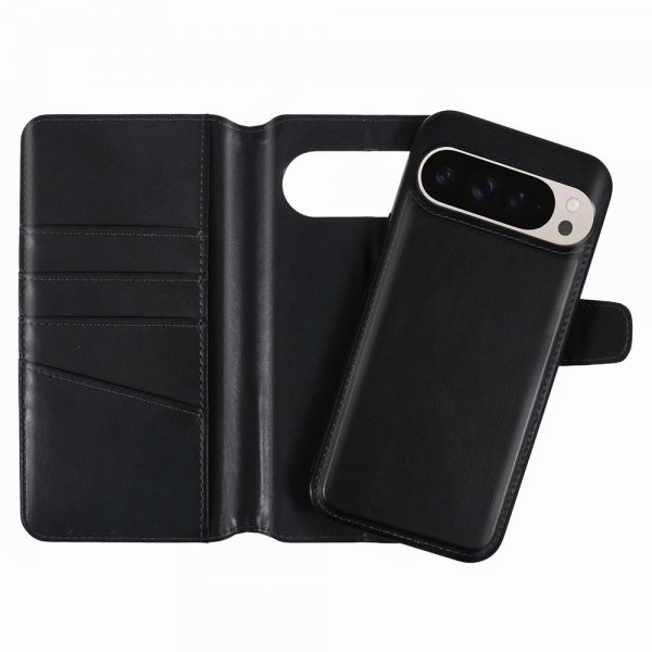 Nordic Covers Google Pixel 9/Pixel 9 Pro MagLeather-kotelo, Raven Black
