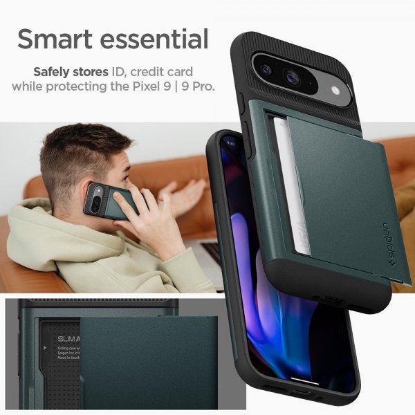 Spigen Google Pixel 9/Pixel 9 Pro Suojakuori Slim Armor CS Abyss Green