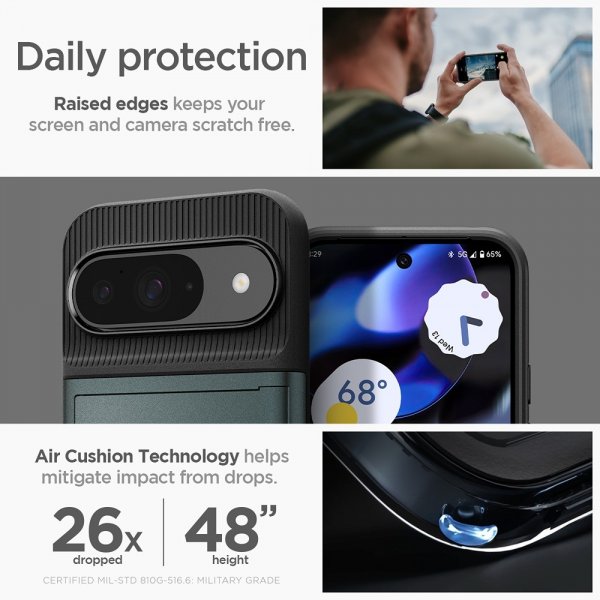 Spigen Google Pixel 9/Pixel 9 Pro Suojakuori Slim Armor CS Abyss Green