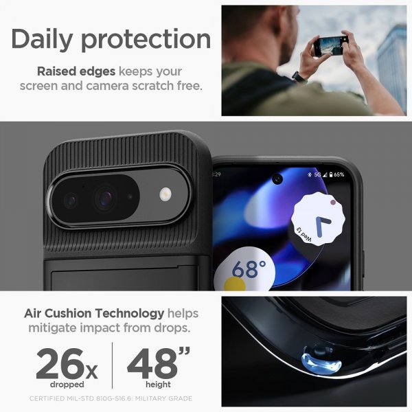 Spigen Google Pixel 9/Pixel 9 Pro Kuori Slim Armor CS Musta