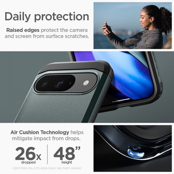 Spigen Google Pixel 9/Pixel 9 Pro Suojakuori Tough Armor Abyss Green