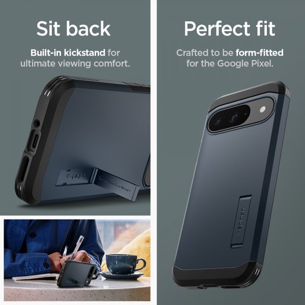 Spigen Google Pixel 9/Pixel 9 Pro kuori, Tough Armor, Metal Slate