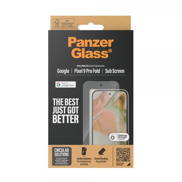 PanzerGlass Google Pixel 9 Pro Fold -näytönsuoja, Ultra-Wide Fit Sub Screen