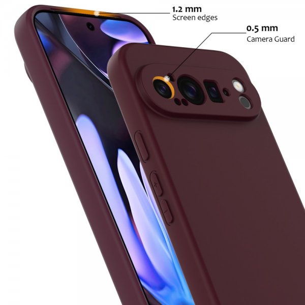 Google Pixel 9 Pro Kuori hihnalla Silikoni MagSafe Viininpunainen