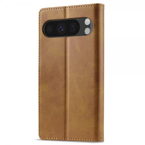Lc.Imeeke Google Pixel 9 Pro XL -suojakuori korttipaikalla ja jalustatoiminnolla, vaaleanruskea