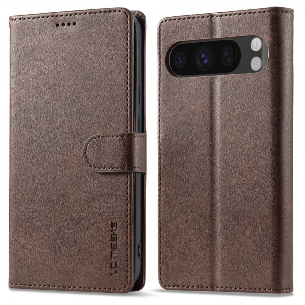 Lc.Imeeke Google Pixel 9 Pro XL -suojakuori korttipaikalla ja jalustatoiminnolla, tummanruskea