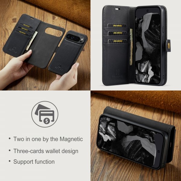 Dg.Ming Google Pixel 9 Pro XL Kotelo irrotettavalla kuorella, musta