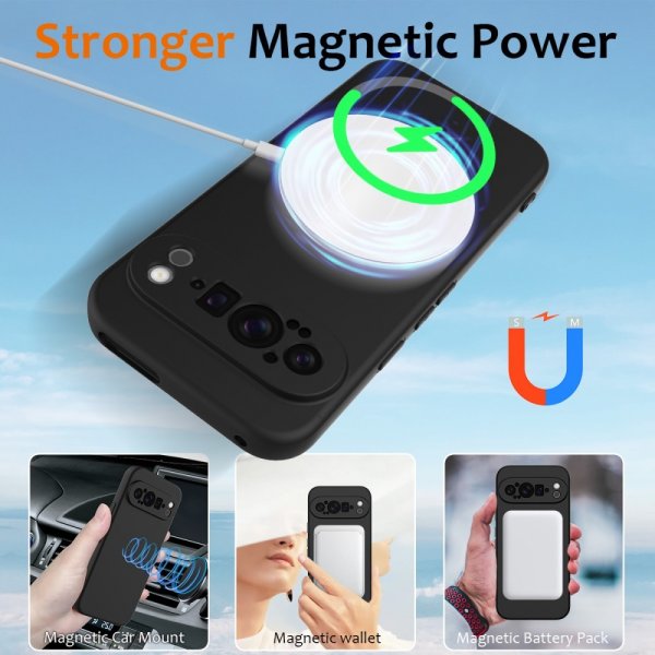 Google Pixel 9 Pro XL Kuori hihnalla Silikoni MagSafe Musta