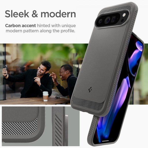 Spigen Google Pixel 9 Pro XL -suojakuori Rugged Armor Marble Gray