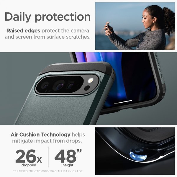 Spigen Google Pixel 9 Pro XL Kuori Tough Armor Abyss Green