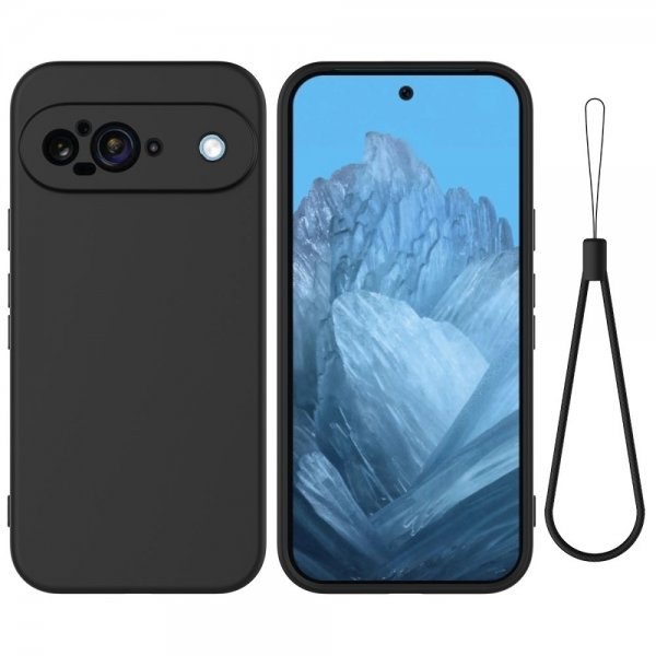 Google Pixel 9 Kuori hihnalla Silikoni Musta