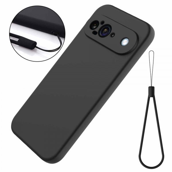 Google Pixel 9 Kuori hihnalla Silikoni Musta