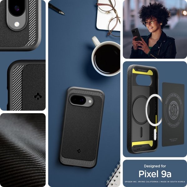 Spigen Google Pixel 9a suojakuori Rugged Armor MagFit Matte Black