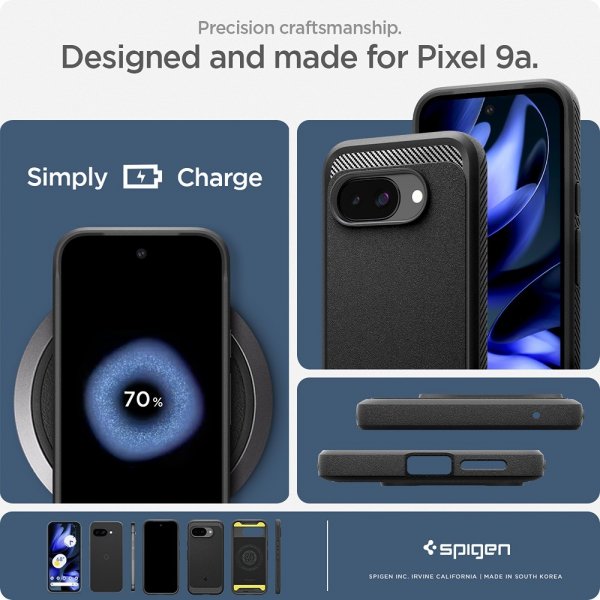 Spigen Google Pixel 9a suojakuori Rugged Armor MagFit Matte Black
