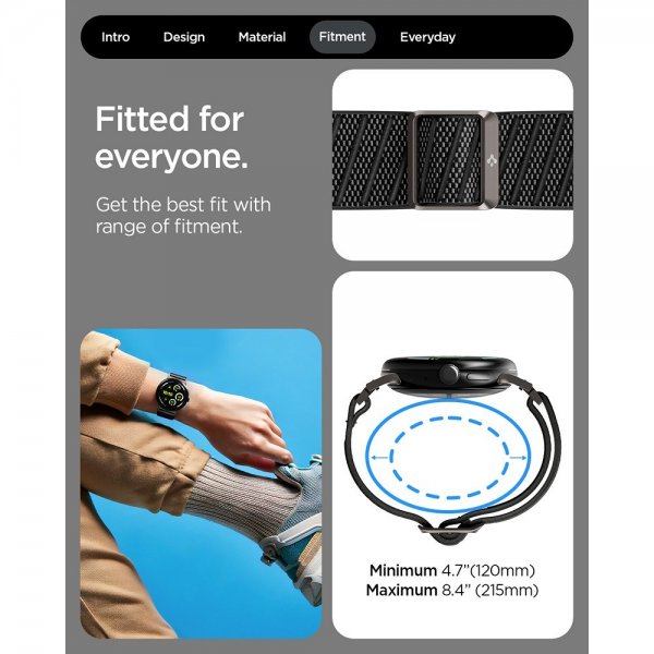 Spigen Google Pixel Watch 1/2/3/4 41mm Armband Lite Fit X Musta