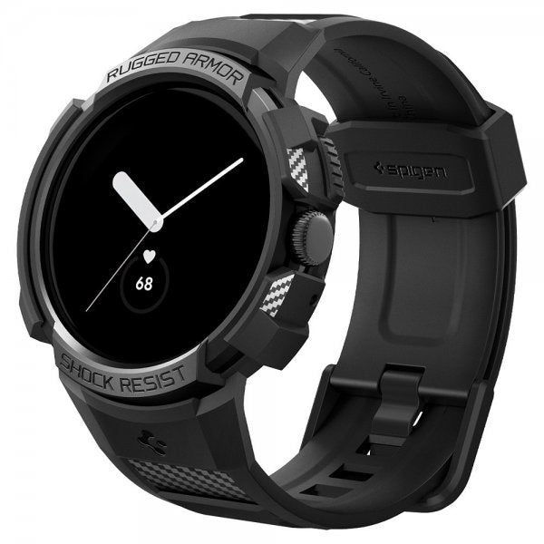 Spigen Google Pixel Watch 1/2/3 41mm Ranneke ja Suojakuori Rugged Armor Pro Musta