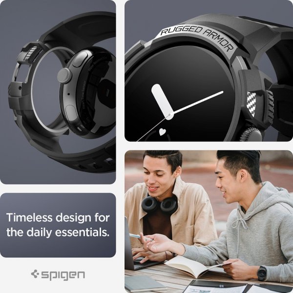 Spigen Google Pixel Watch 1/2/3 41mm Ranneke ja Suojakuori Rugged Armor Pro Musta
