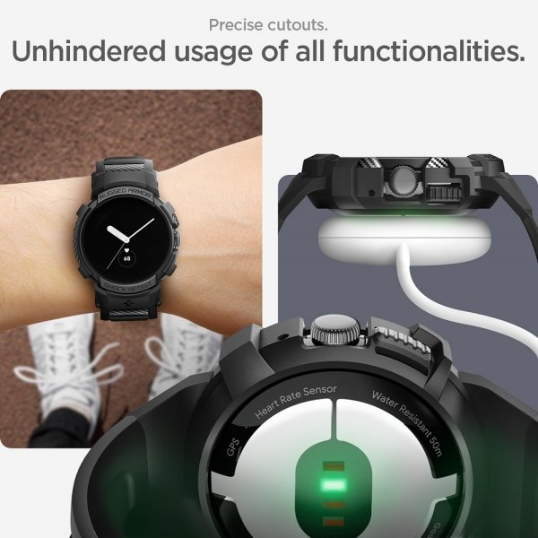 Spigen Google Pixel Watch 1/2/3 41mm Ranneke ja Suojakuori Rugged Armor Pro Musta