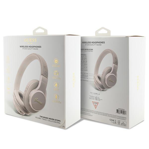 Guess langattomat Bluetooth 4G Script Metal Logo -kuulokkeet, pinkki