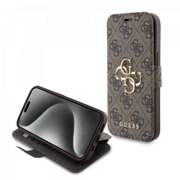Guess iPhone 15 -suojakuori 4G Logo, ruskea