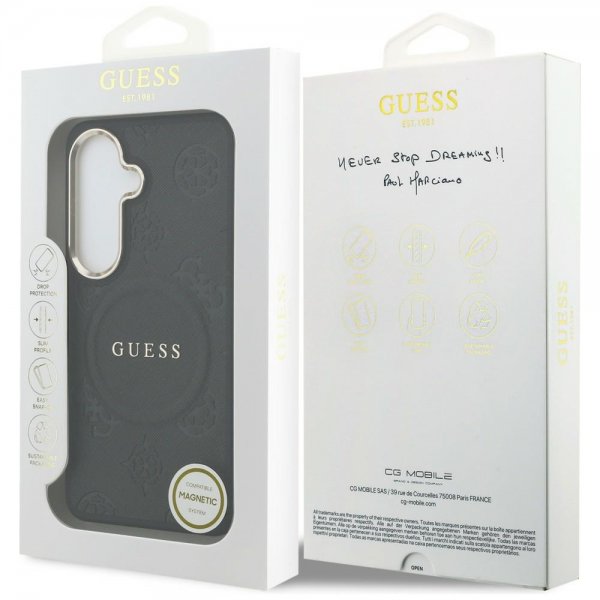 Guess Samsung Galaxy S26 Kuori Saffiano Peony MagSafe Musta