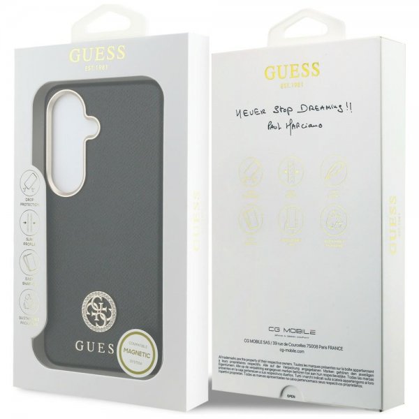 Guess Samsung Galaxy S26 Kuori Rhinestone Logo MagSafe Musta