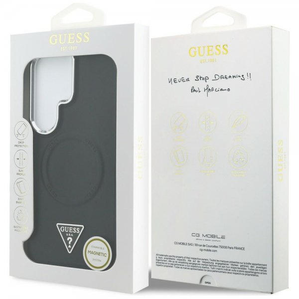 Guess Samsung Galaxy S26 Ultra Kuoret Triangle Logo Embossed MagSafe Musta