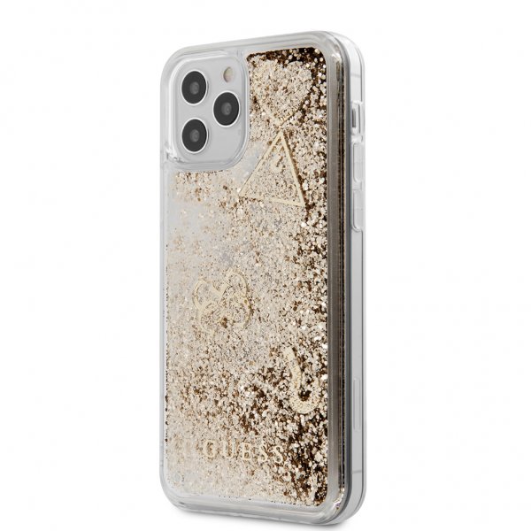 Guess iPhone 12 Pro Max -kuoret Liquid Glitter Charms, kulta