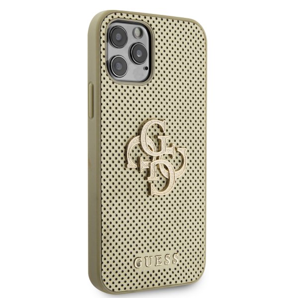 Guess iPhone 12/iPhone 12 Pro Kuori Perforoitu Glitter Kulta